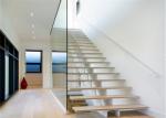 Interior Glass Straight Flight Staircase With Wrought Iron Or Stainless Steel