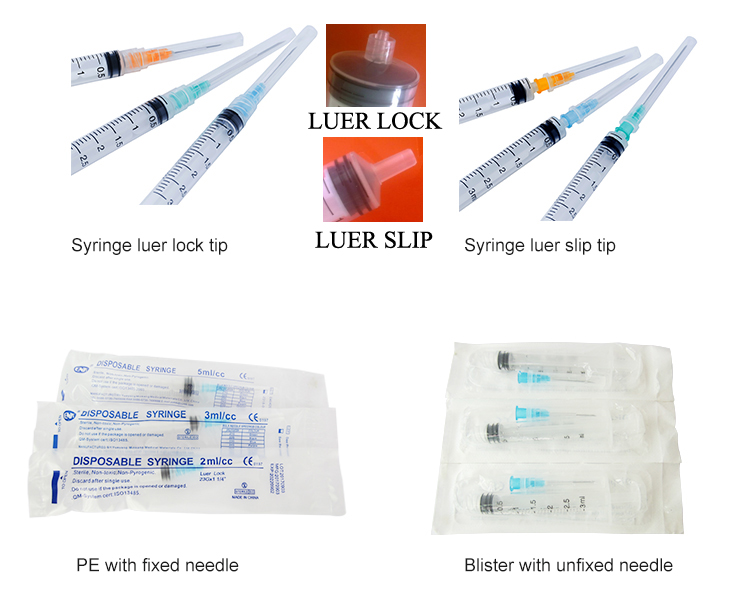 Disposable Medical Plastic Luer Lock Syringe With Needle