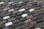 Coffee Stone Glass Kitchen Mosaic Tiles , Interlocking Fireplace Mosaic Tile
