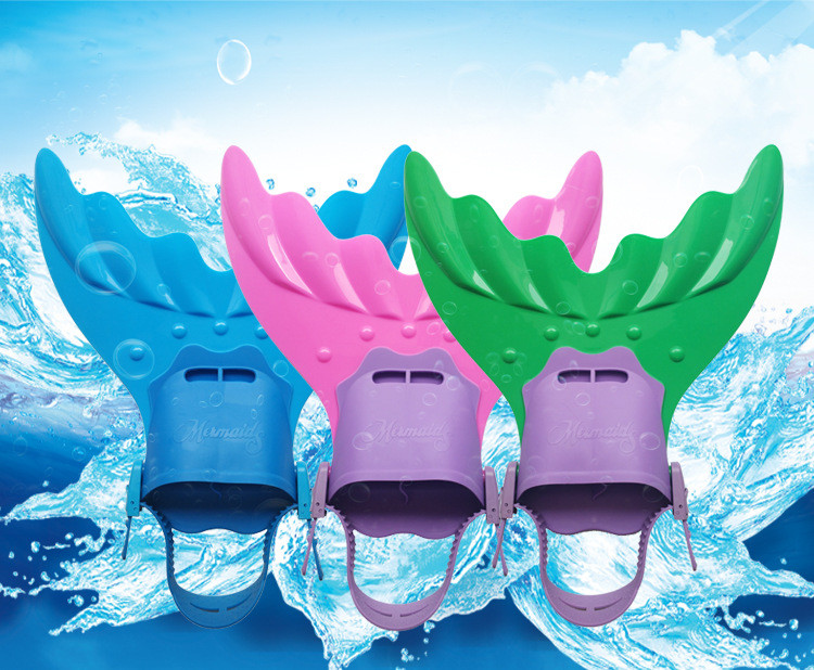 Silicone Rubber Mermaid Tail Swim Fin 3 Colors Fit Youth's Shoes 4cm x 40cm x 16cm