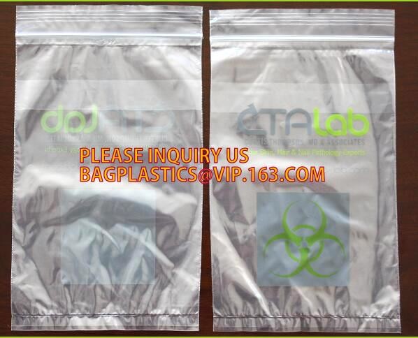 Biohazard Specimen Medical Lab Bags Reclosable Zip Lock Bag, Medical Lab Bags Reclosbale Zip Lock Bag, Document Pouches