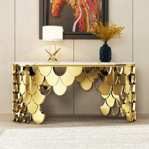 Quality Modern Entryway Marble Console Tables With Stainless Steel Base wholesale