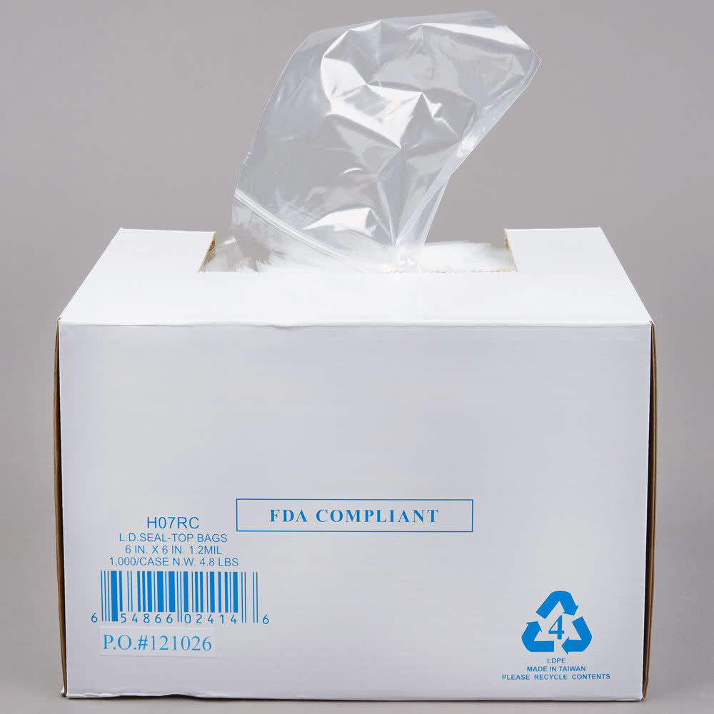 6" X 6" Seal Top Plastic Bags , Clear Colour​ Custom Printed Plastic Food Bags