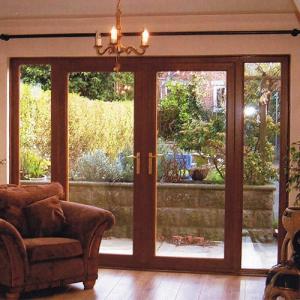 Quality Wood Grain Aluminium Double Hinged Doors wholesale