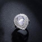 925 Sterling Silver Female Ring Waterdrop AAAA Cubic Zirconia Ring High-end