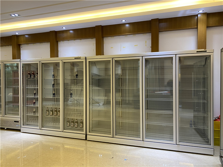 Supermarket Split Compressor Display Refrigerator With Double Layer Glass Door
