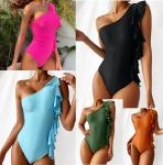 Nylon One Shoulder One Piece Swimsuit UPF50++