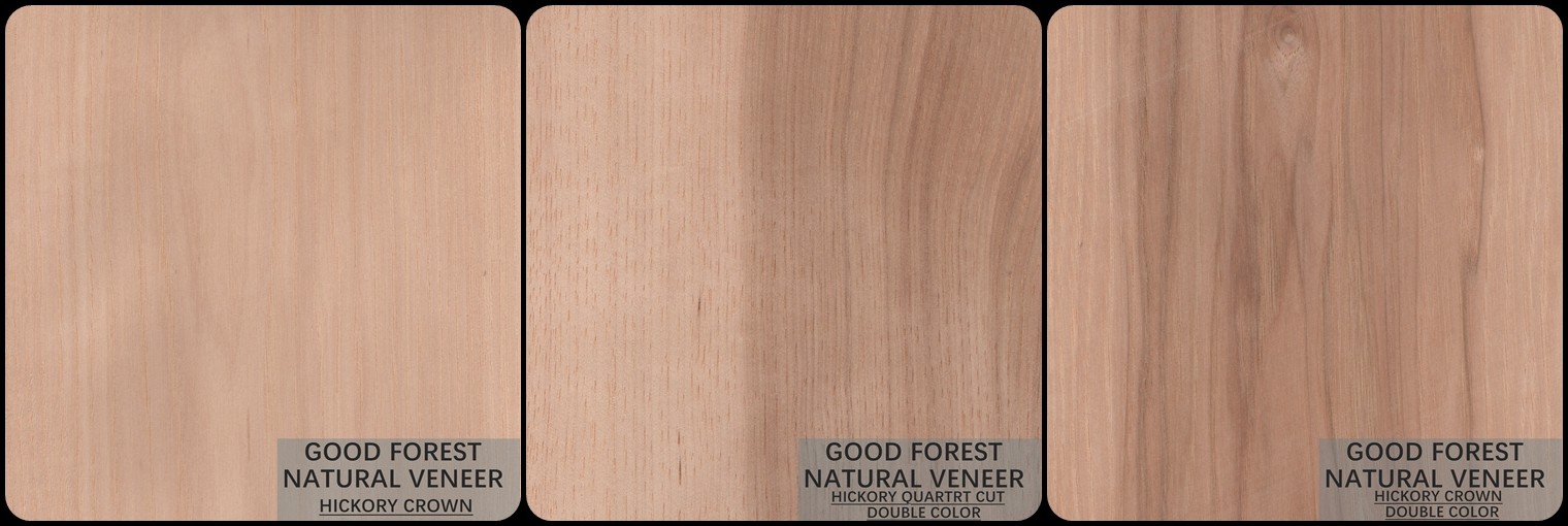 Natural Hickory Wood Veneer Double Color Popular Cabinet Wood Veneer FSC