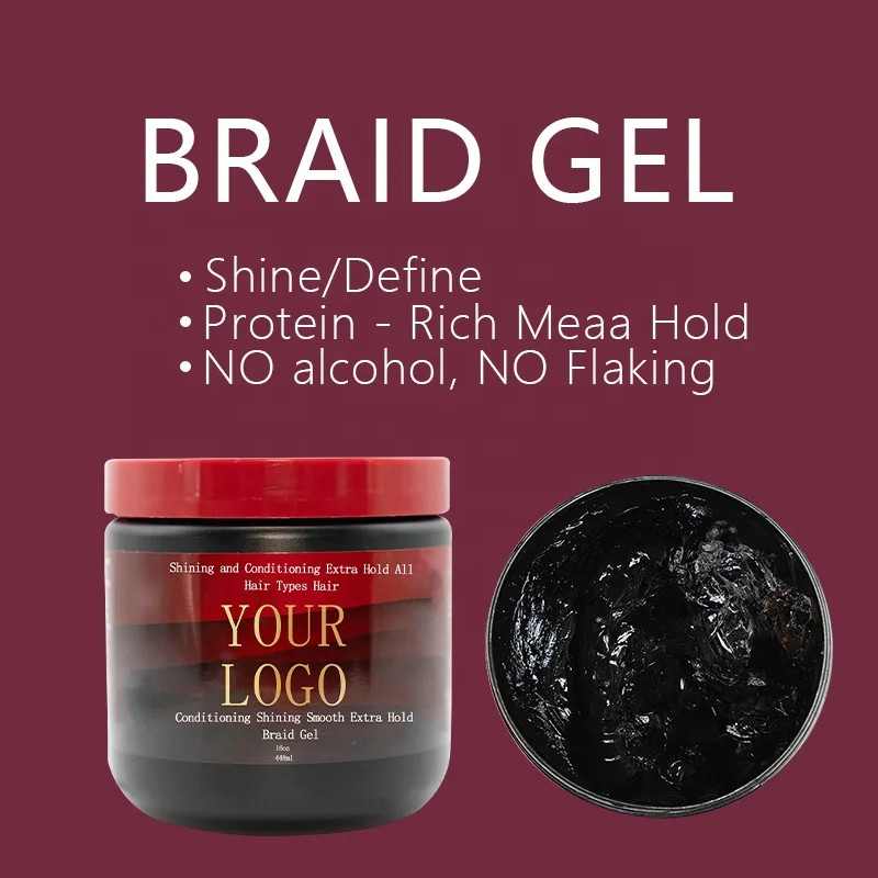 OEM Big Size Extra Hold Loc Twist Conditioning Shining Braid Gel  hair styling wax gel cream safe nonirritant gel hair control