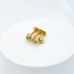 Labret Stud Lip Gold Plated Surgical Steel PIercing Jewelry 4pcs / Set With