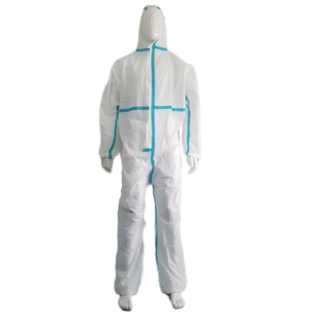Type5/6 Disposable Protective Isolation SMS Nonwoven Coverall with Heat Taped Seam