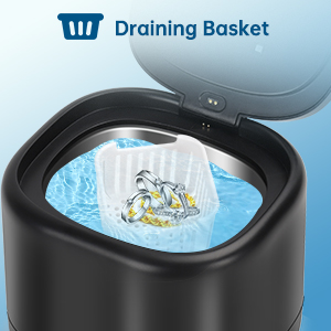 45K Ultrasonic Cleaner for Dentures & Retainers Jewelry, Mouth Guard, Rings, Silver, Watches, Diamonds, Coins, Razors