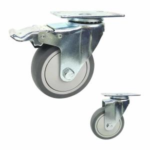 Quality 100mm 198lbs Capacity Soft Rubber Caster Wheels With Covers wholesale