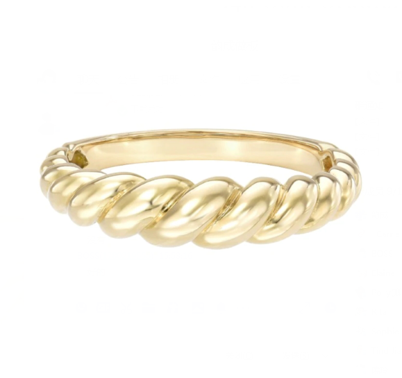 Stunning Baroque 14K Gold Gradient Twist 925 Sterling Silver Women's Ring Tarnish Free Jewelry
