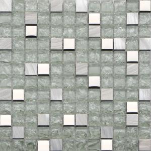 Quality Crack crystal glass mix metal mosaic tile for kitchen backspalsh 23mm tiles wholesale