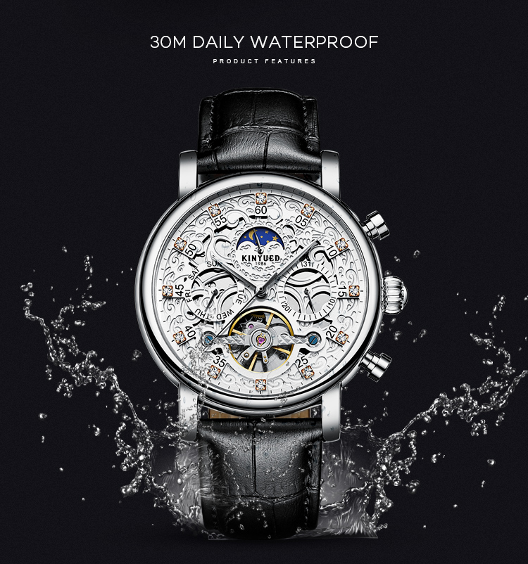 KINYUED New Style Watches Men Luxury Watch Movement Mechanical Watch Mechanical Tourbillon