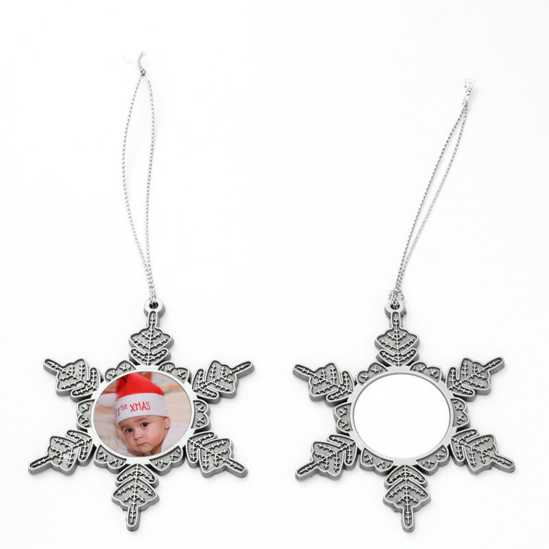 Aluminium Xmas Decoration Snowflake Blank Christmas Tree Ornament For Sublimation Printing