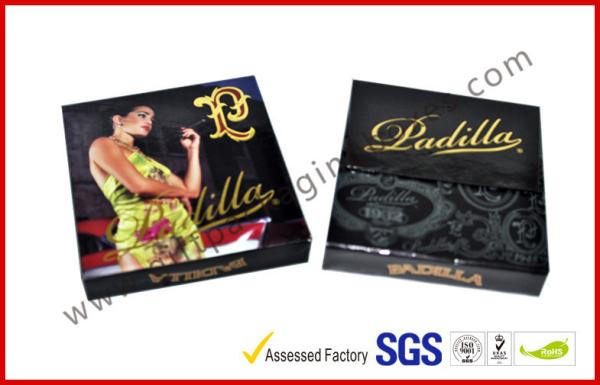1.5MM Cardboard Golden Foil Cigar Gift Box , Magnetic Electric Cigarrettes
