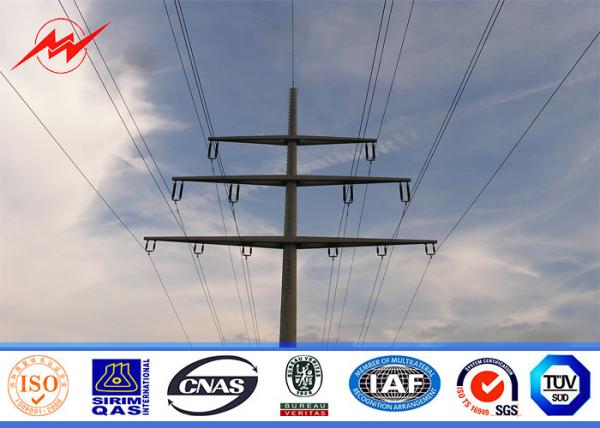 Polygonal 70FT 69kv Metal Steel Utility Poles Galvanized Structure Surface