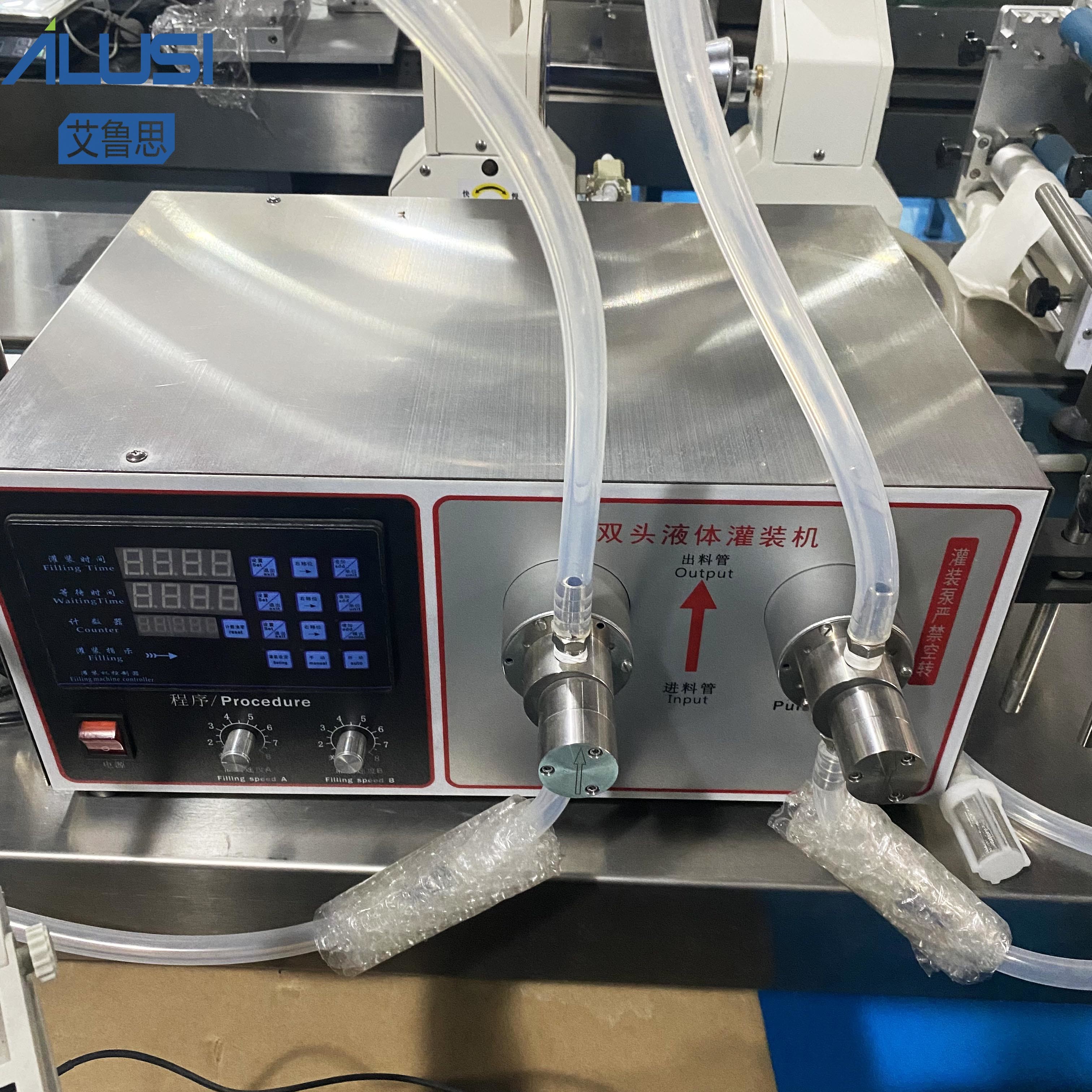 Double Head Magnetic Pump Liquid Filling Machine Liquor Beverage Edible Oil