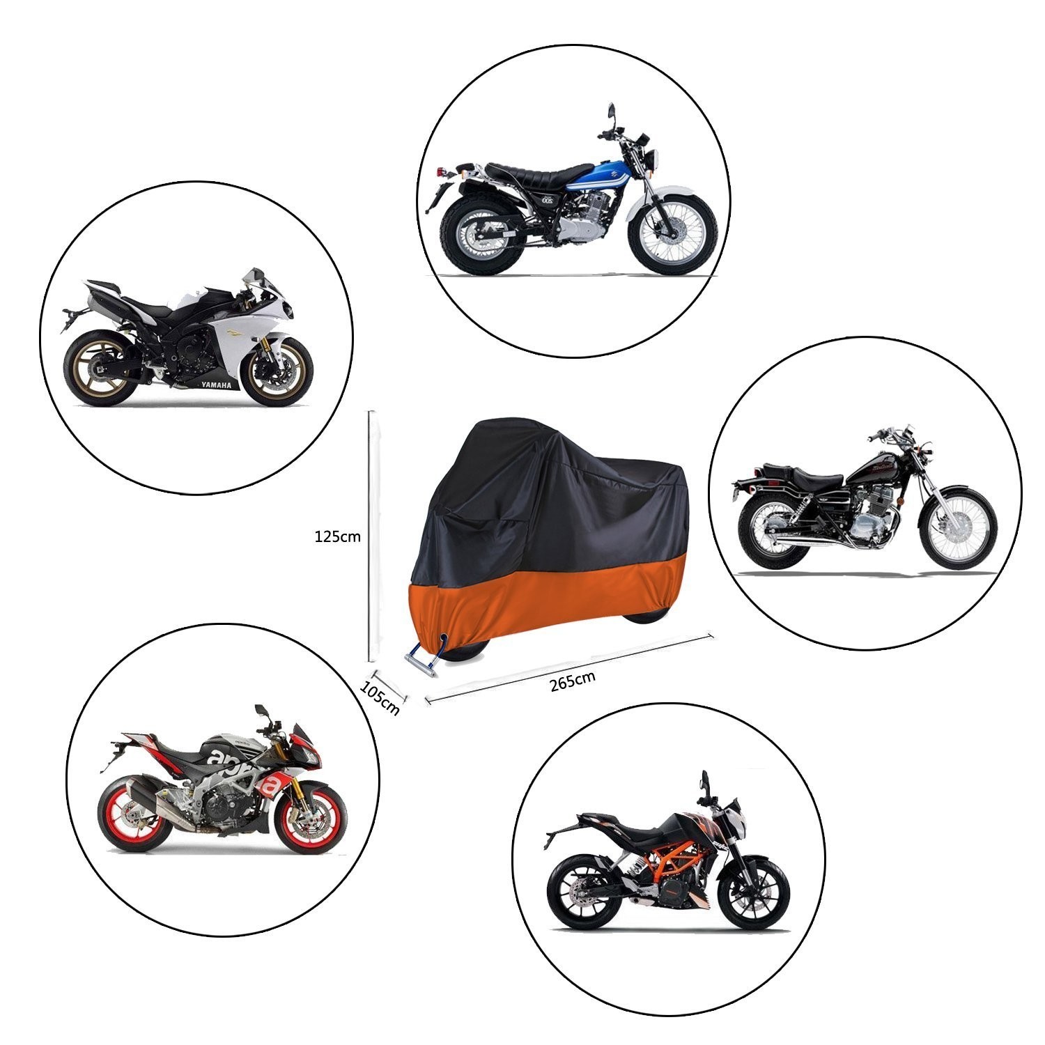 Thick Premium Waterproof Motorcycle Cover Durable With Double Buckles