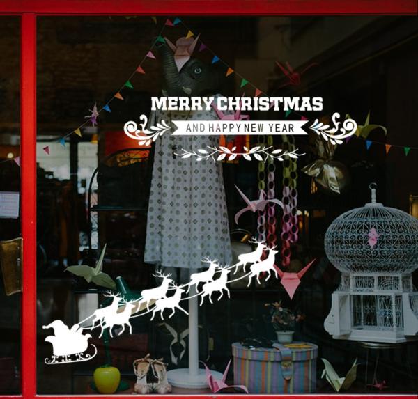 Non Toxic Christmas Decorations Wall Stickers , Pvc Wall Sticker For Shopping