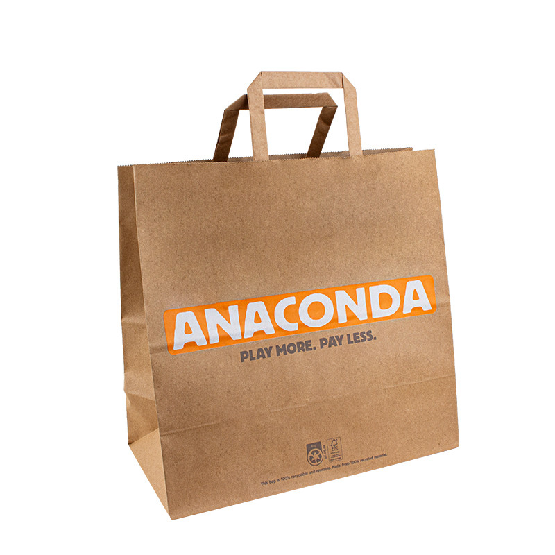 Customized Kraft Paper Packaging Bags Uncoated Lining With Handle
