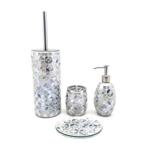 Quality Mosaic Effect Glass Bathroom Accessories Set With Stainless Steel Parts wholesale