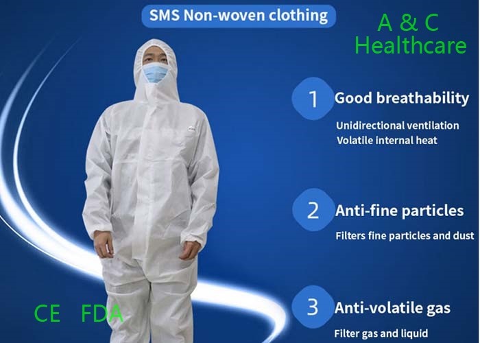 Blue PP Non Woven Disposable Protective Gowns Soft Hand Feeling 115*137 Cm
