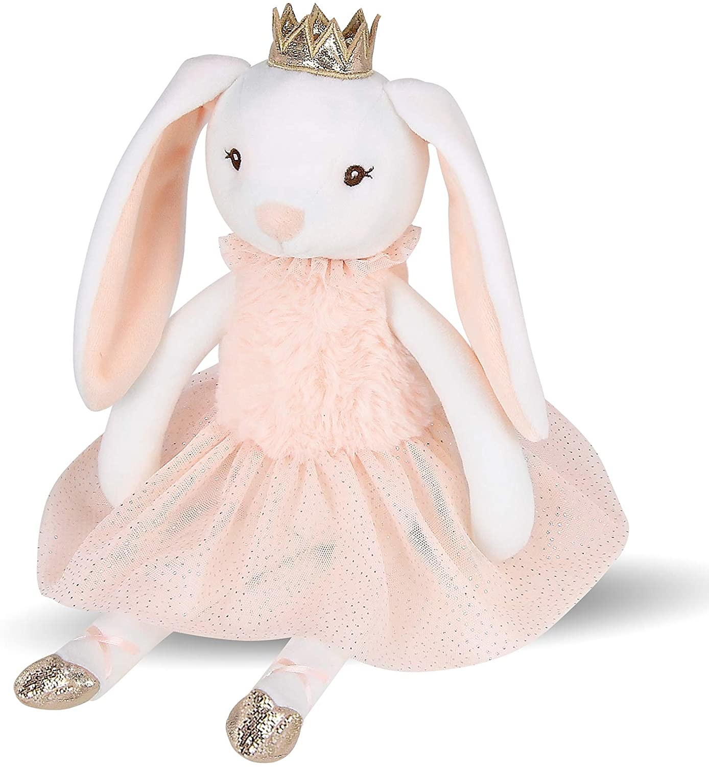 Shiny Crown Long Ears Pink Rabbit Plush Toy In Short Skirt