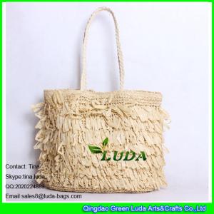 Quality LUDA natural paper straw handbags 2015 pleated tote bag wholesale