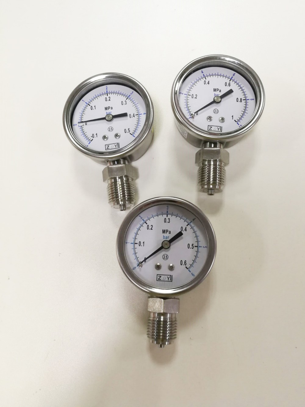 Stainless Steel Gas Pressure Test Gauge Low Pressure Mpa PSI Bar 1/2NPT