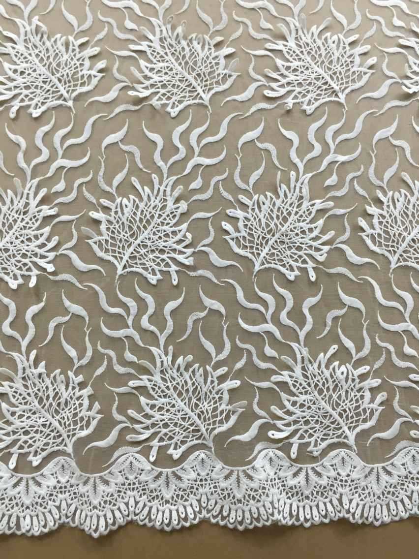 Ivory Embroidery Lace Fabric for Wedding Dress Hot Sale