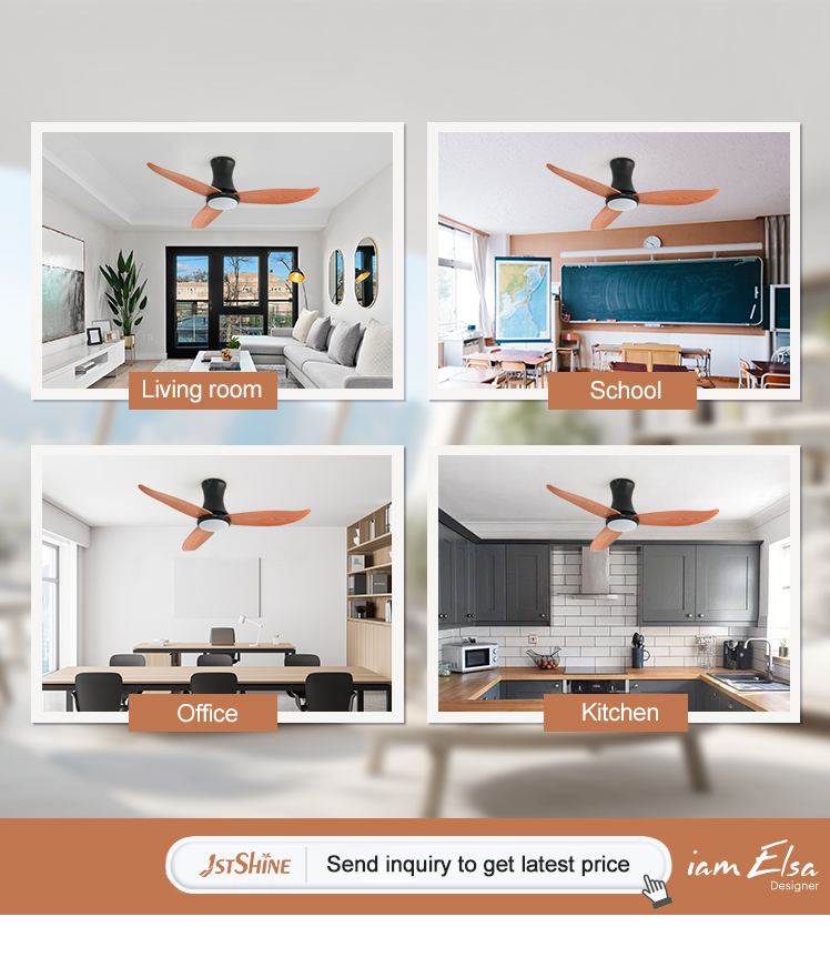 OEM Low Profile Ceiling Fan with Light and Remote Control 1stshine LED Smart Control