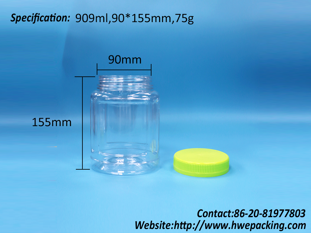 Clear Oval Plastic Gift Candy Nut Nougat Lollipop Fruit Jelly Jar Screw Lid