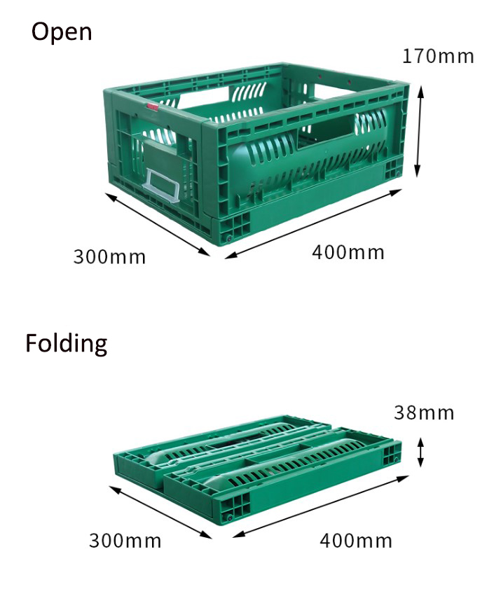Transportation Plastic Crate for Fruit Vegetable Storage Stackable Nestable 400x300x170mm