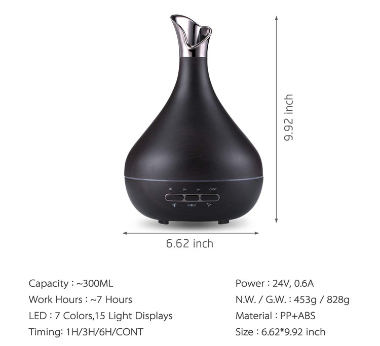 300ml Wood Grain Smart Sensor Ultrasonic Aromatherapy Diffuser
