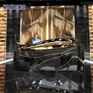 Quality 135cm Luxury Reception Desk Hotel Front Desk Large Fish Stainless Steel Sculpture wholesale