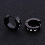 Custom CZ Earring Jewelry Hopp Earrings Black Plated Studs Circle Clip on