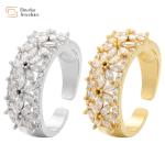 Gold Plated Flower Diamond Rings Adjustable Natural Zircon Stone Women 18k