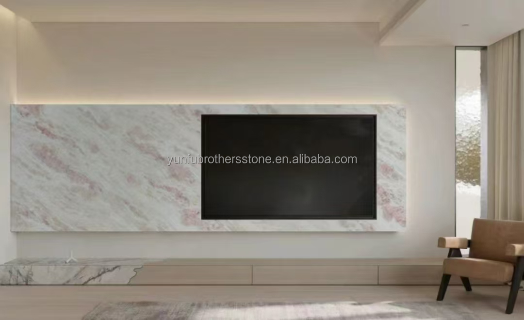 Polished Natural Rosa Rainbow Marble Stone for Modern Dining Table in Hotels Villas