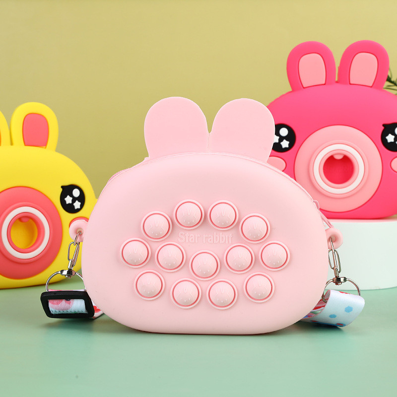 Rabbit Camera Silicone Mini Coin Purse Shoulder Bag Cartoon Kids Purse For Children'S Handbags Shoulder Bag For Toddler