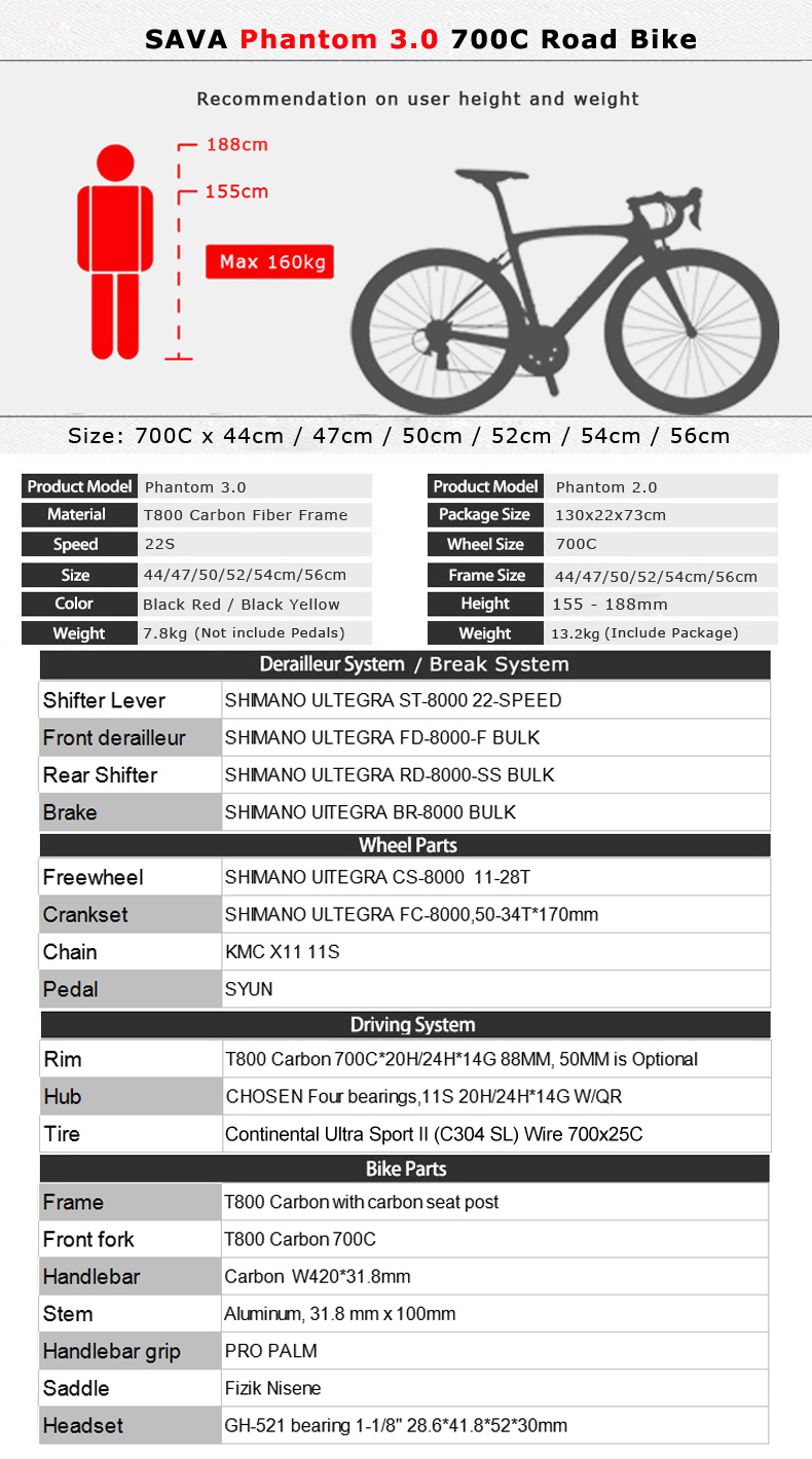 88mm Wheels Shimano Ultegra Road Bike With Ultegra R8000 22S Group Set