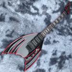 Custom black Bat 6-strings tremolo bridge electric guitar mahogany body black