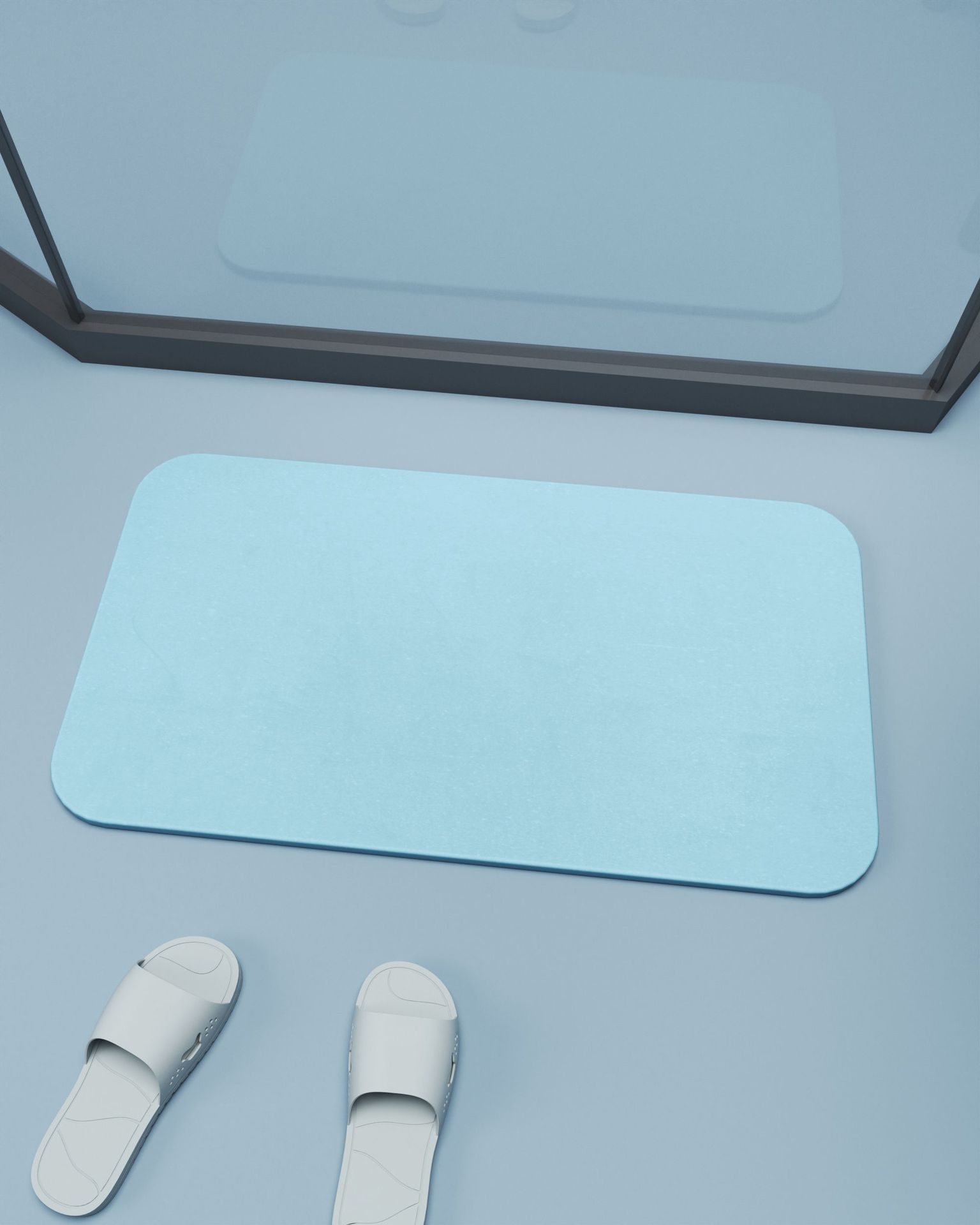 Custom Stone Bath Mat with Water Absorb Function Solid Pattern White/Gray/Pink/Blue