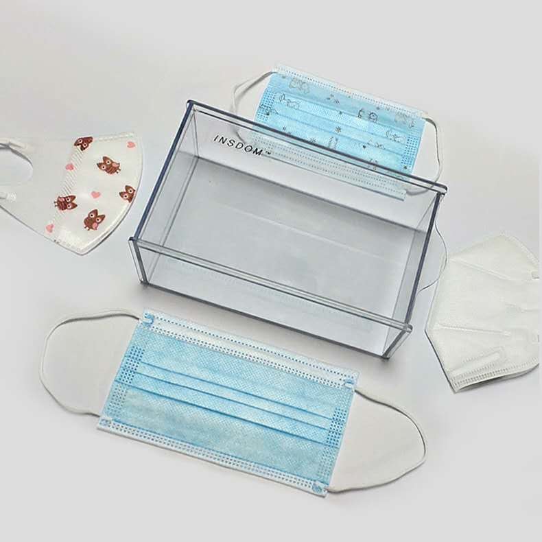 21.5cm PMMA Household Storage Bins Extra Large Plastic Storage Containers With Lids For Face Masks
