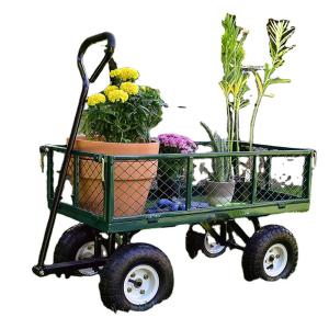 Quality Moving Mesh Steel Iron Garden Wagon Cart Acid Resistance Outdoor Folding Cart wholesale