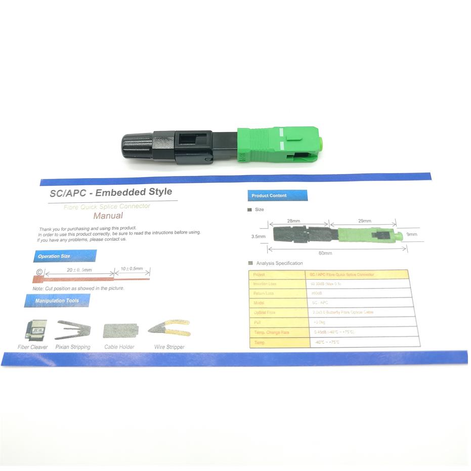 High Return Loss Fiber Optic Quick Connector FTTH FTTB FTTx Data Center SC/FC/LC UPC APC PC