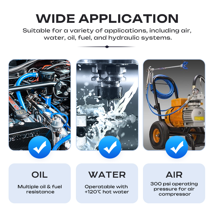 Factory 1/4 Inch 6.3 mm Wearing Resistant Quick Connect Oil Resistant Gas Tight NBR Rubber DIY Multi-Purpose Hose