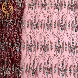 Quality Women Dress Sequins Lace Fabric 140cm Width French Beaded Lace Customized wholesale